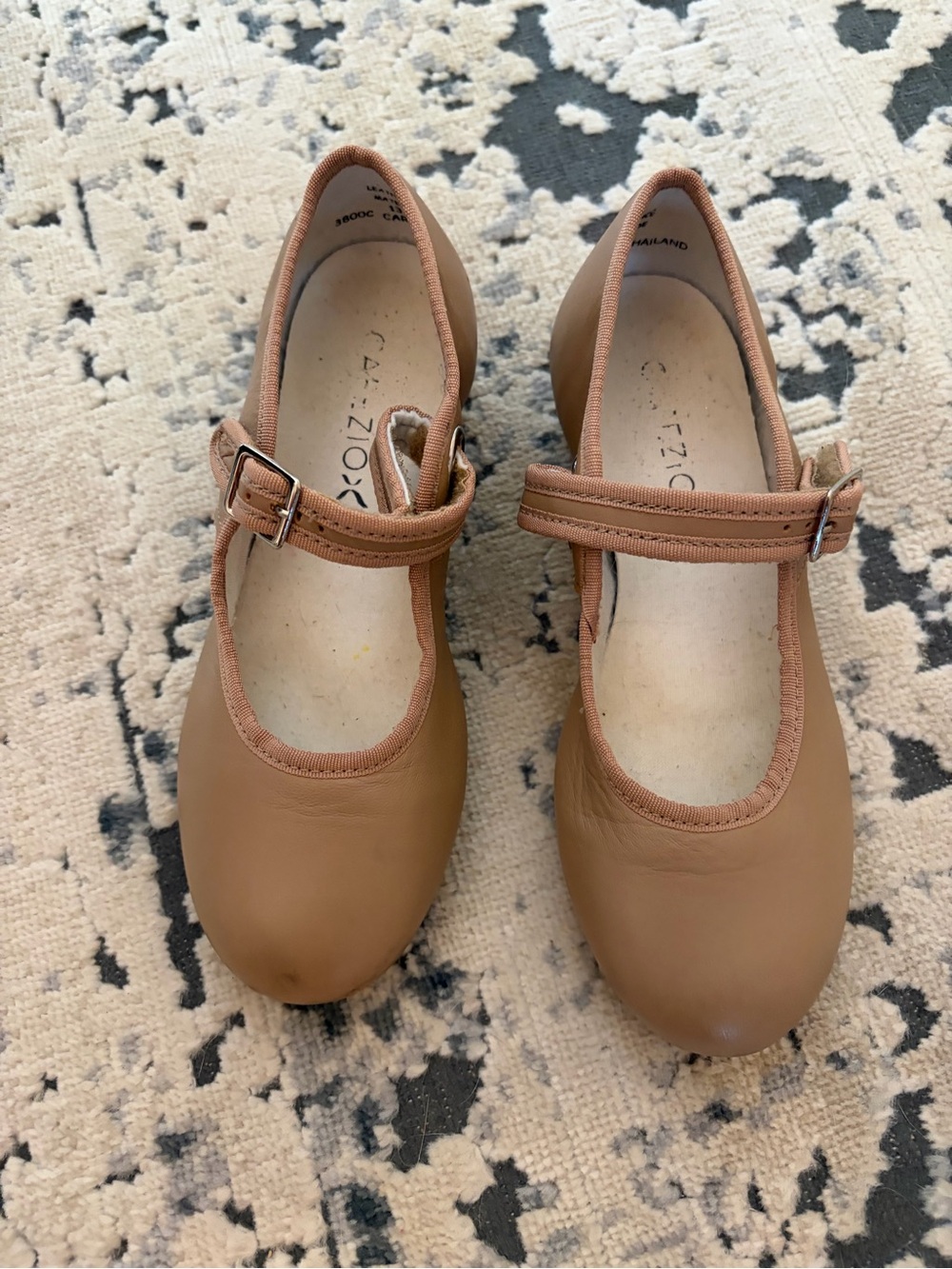 Capezio Girls Tan Mary Jane Dance Flats with Buckle Strap